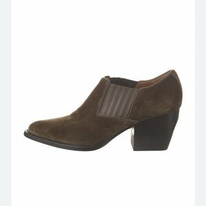 Chloé Whipstich Trim boots Olive Suede Block Heel Chelsea Booties